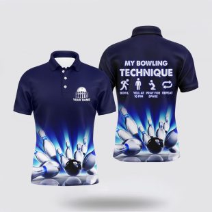 My Bowling Technique Custom Funny Bowling Team Bowling Polo Shirt