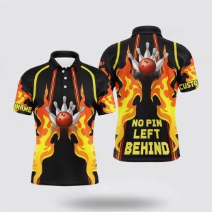 No Pin Left Behind Men Cool Flame Bowler Polo Shirt