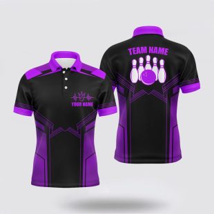 Purple Bowling For Men Custom Bowling With Name Bowling Team For Men Polo Shirt