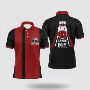 Red & Black Bowling Custom Name Bowling Polo Shirt