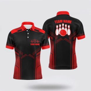 Red Bowling For Men Custom Bowling With Name Bowling Team For Men Polo Shirt