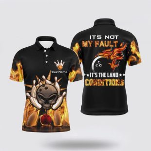 Skull Flame Bowling Funny Custom Bowlers Polo Shirt