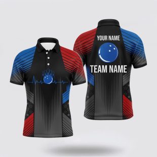 Usa Bowling For Men Custom Bowling Team Mens Bowling Bowling Gift Polo Shirt